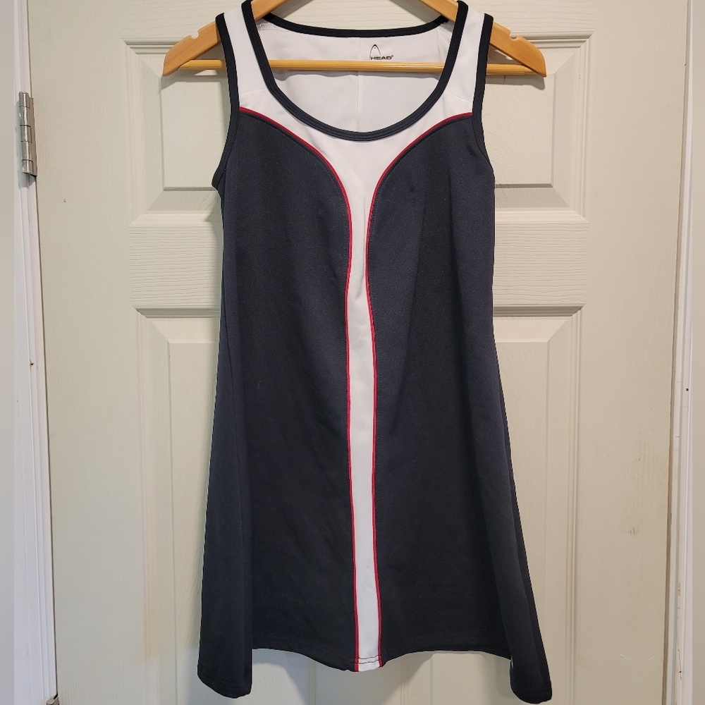 Tennis Dress Large S Dri FIT Stretch V Neck Classic Navy Wicking - Balle de Matc